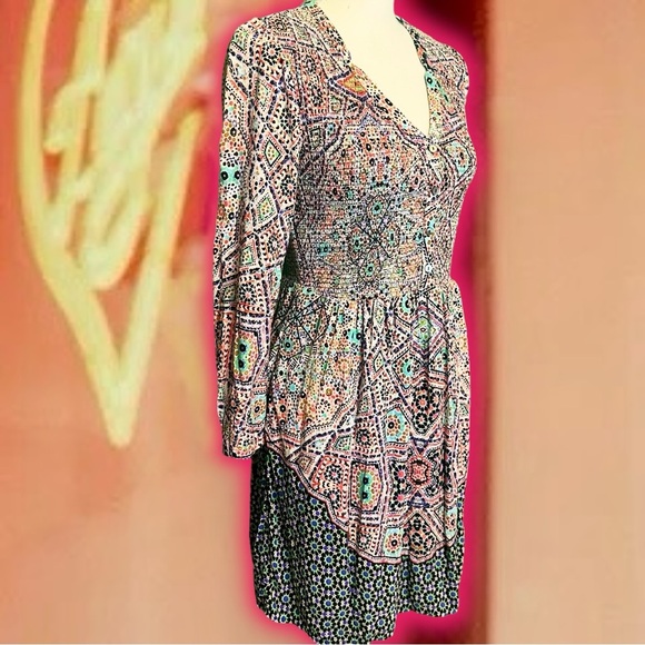 NWOT Maeve by Anthropologie Smocked Button Up ‘Tiled Amethyst’ Dress Size XS - Picture 14 of 16